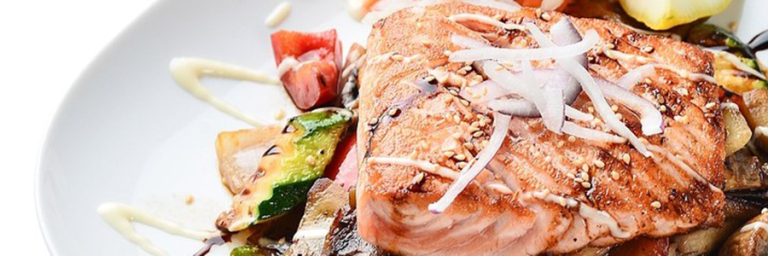 Honey Garlic Salmon with Grilled Pineapple, Zucchini, and Squash