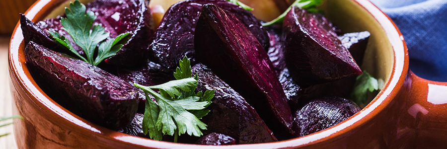 Oven roasted beets served with parsley