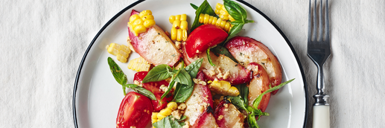 Zesty Peach, Corn, and Tomato Salad