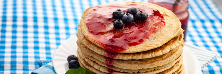 Whole-Wheat Buttermilk Pancakes with Fruit Sauce